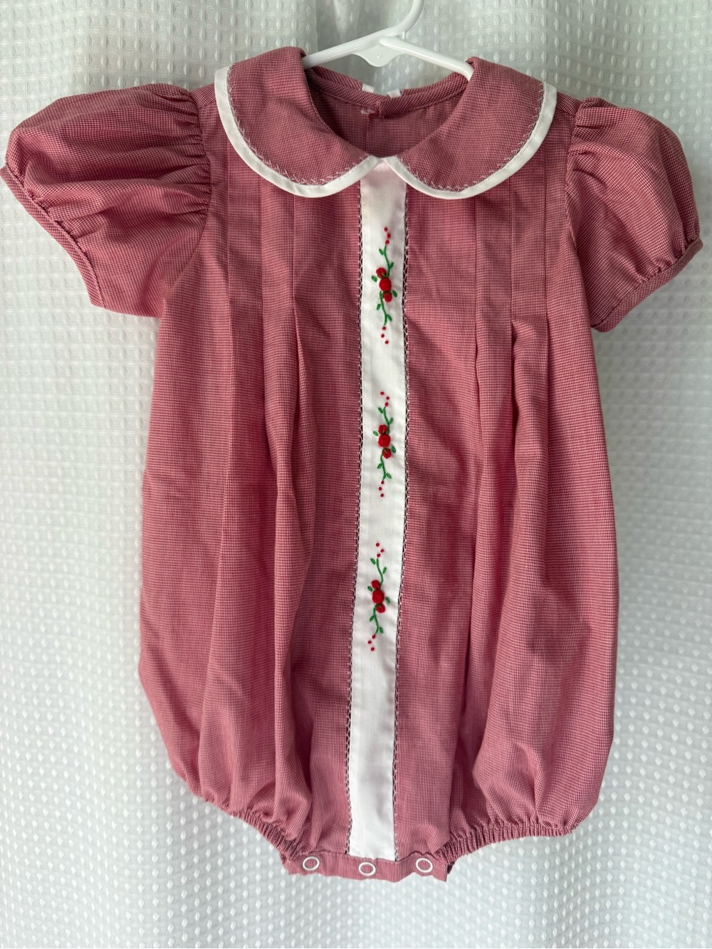 Remember Nguyen Red Baby Romper with White Trim
